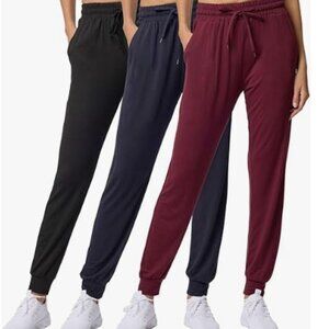 Real Essentials 3 Pack Women’s Ultra-Soft Lounge Joggers Sweatpants XL(B, G, R)